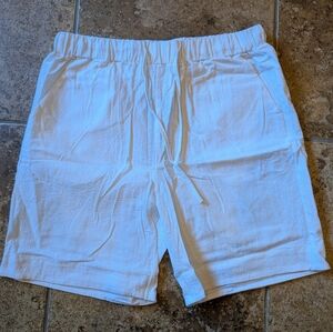 White Men's Casual Linen Shorts